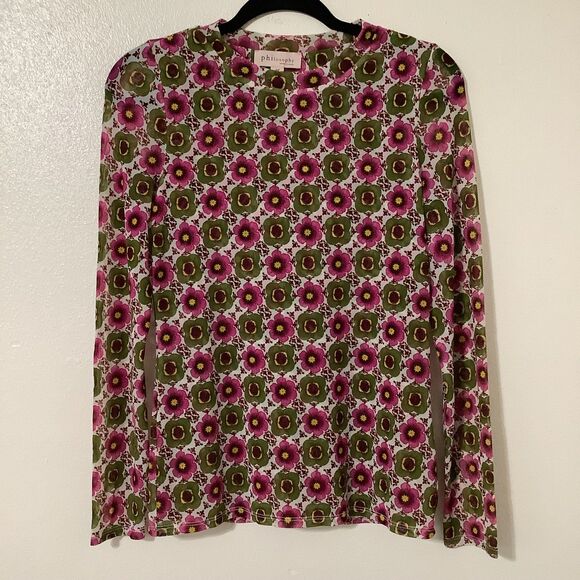 Philosophy Retro Floral Fairycore Bohemian Festival Hippie Mesh Fairy Top Small - Picture 1 of 11